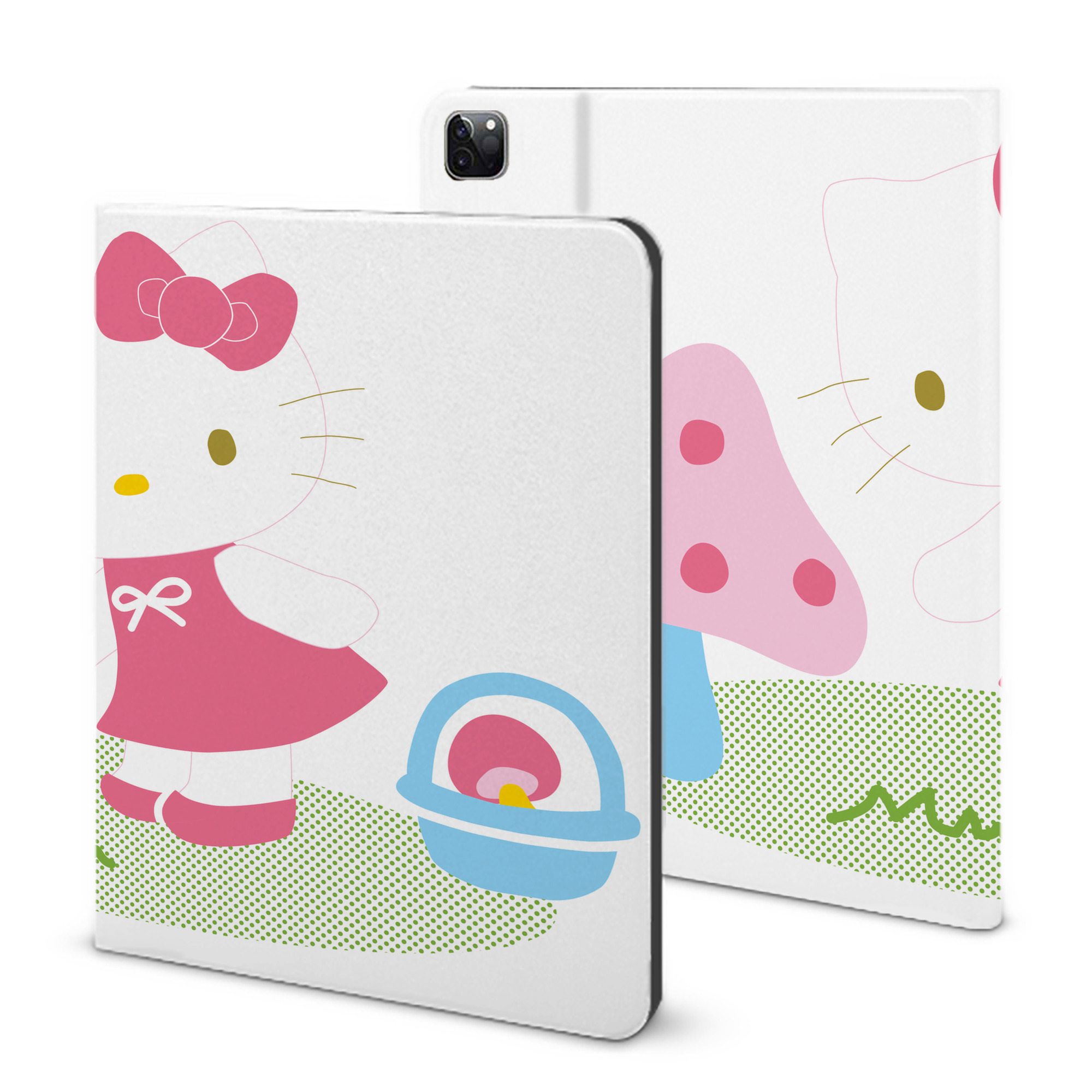 （画像用） Hello Kitty ハローキティ IPad ケース ブック型 PUレザー TPU 耐衝撃 軽量 薄型 ペン収納なし 全面保護 IPad 各モデル対応